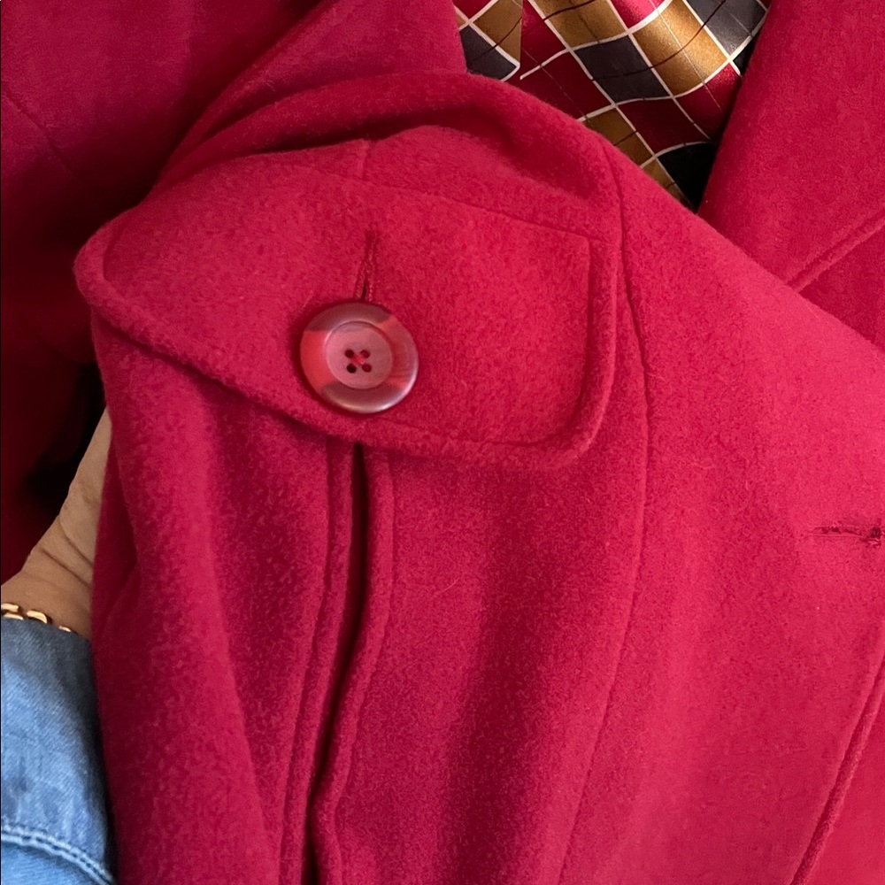 CAbi Red Pea Coat with Colorful Lining - Picture 5 of 5